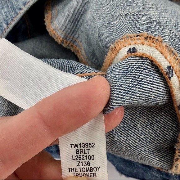 Lucky Brand Distressed Tomboy Trucker Jean Medium Wash Denim Jacket Size Large - Picture 6 of 16